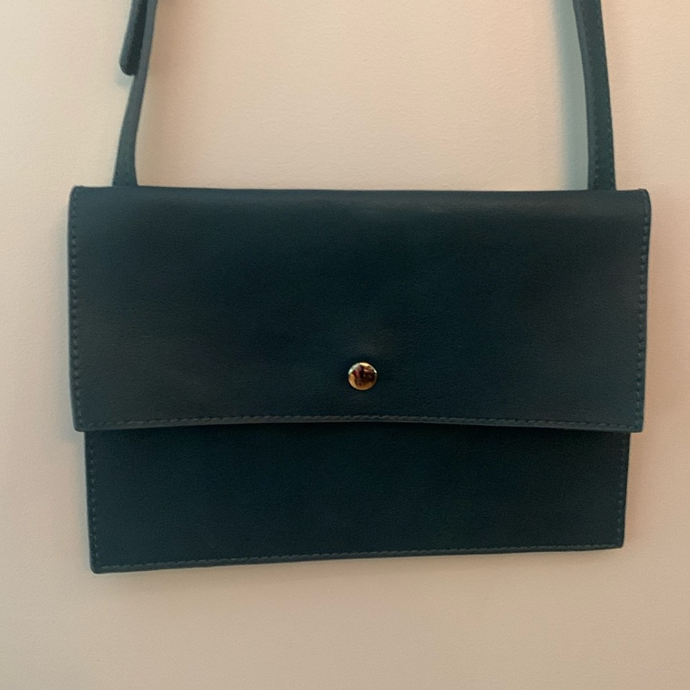 Sole Society dark teal leather envelope crossbody bag